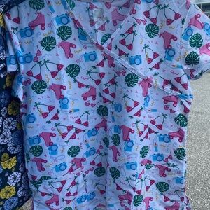 Colorful Printed Scrub Top